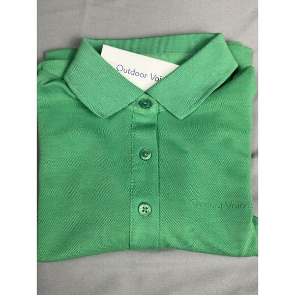 Outdoor Voices Women Kelly Green Cropped Polo Chest Logo‎ Pique Size XXS NWT - Picture 3 of 9